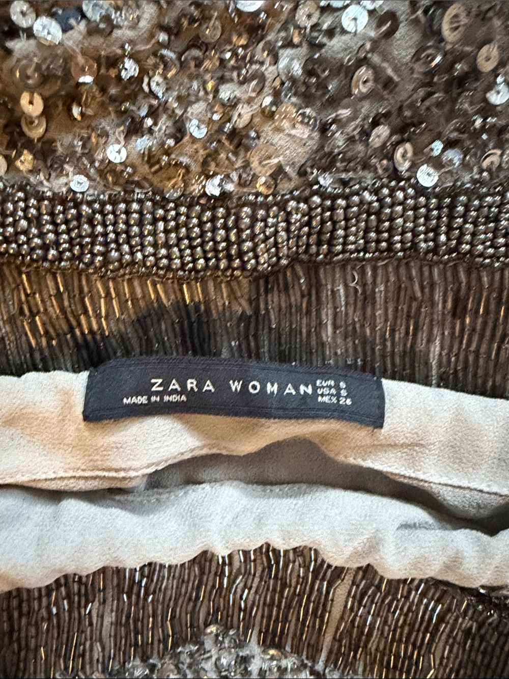 ZARA WOMAN Embellished Beaded Mini skirt in Black and Silver